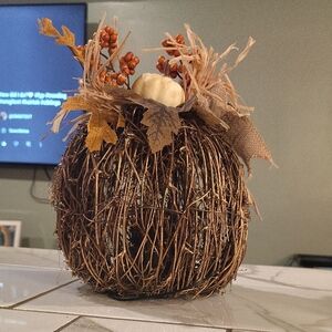 Rustic Fall Twig Pumpkin Decor